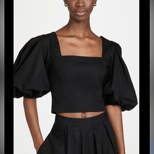 Sokie Collective Black Puff Sleeve Square Neck Top Size XL